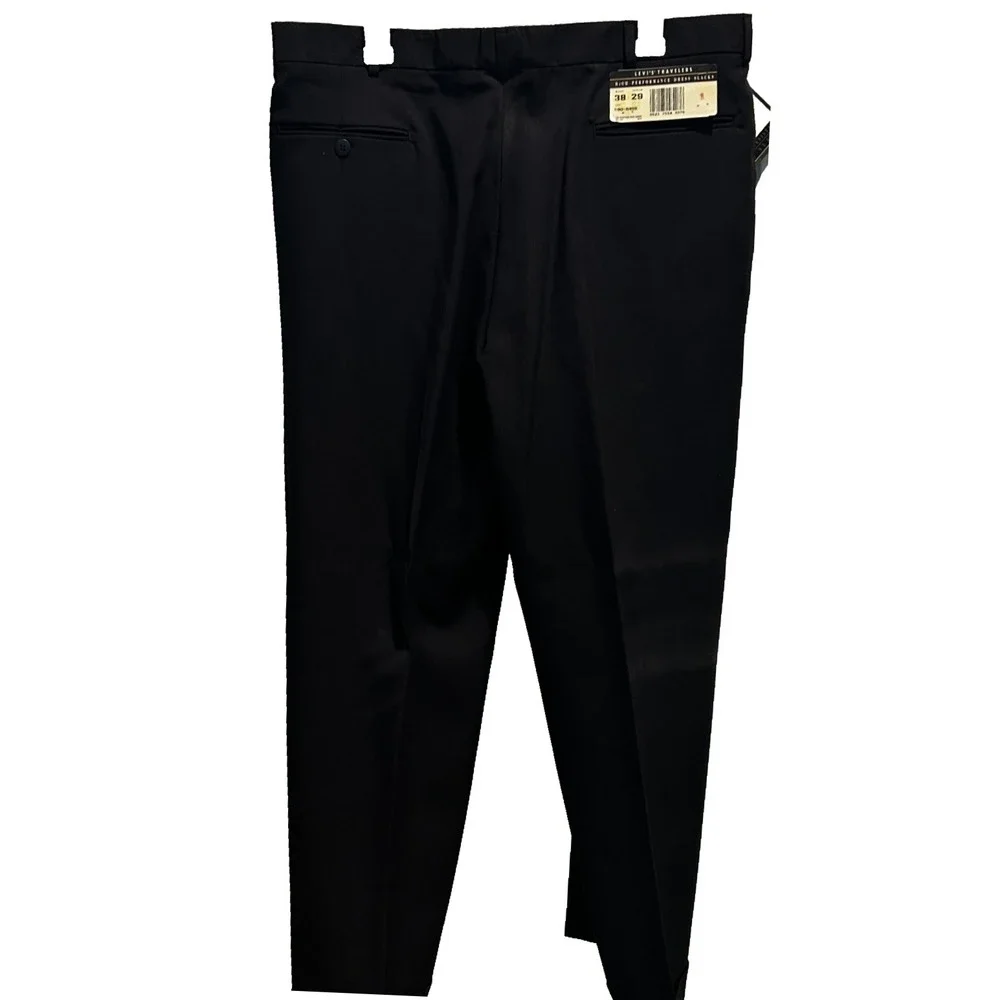 Levi's Travelers Dress Slacks 38x29 Mens Black Pleated Wrinkle Resistant NWT NEW